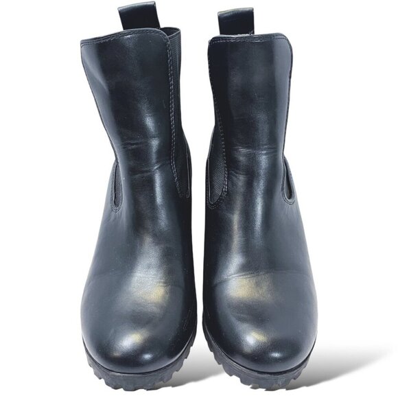 Express Ankle Booties Womens Sz 7M Black Chunky Lug Sole Block Heel Combat Boot - Picture 5 of 12